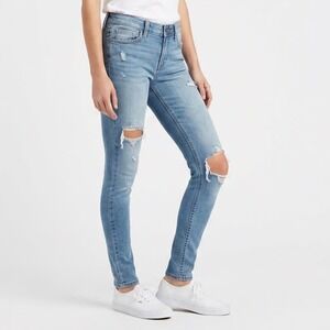 Hollister Low Rise Super Skinny Distressed Light Wash Jeans 00R
